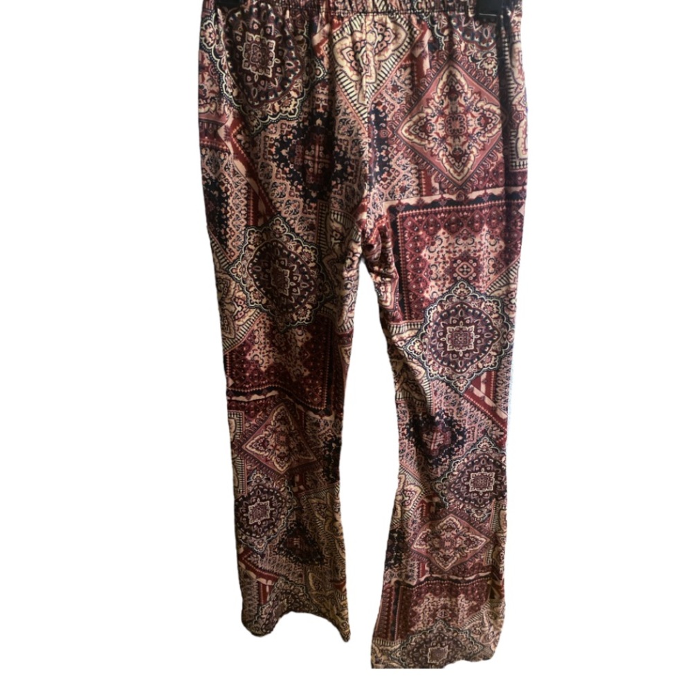 RAINBOW Boho Chic Paisley Print Flared Wide Leg Lounge Pants Medium